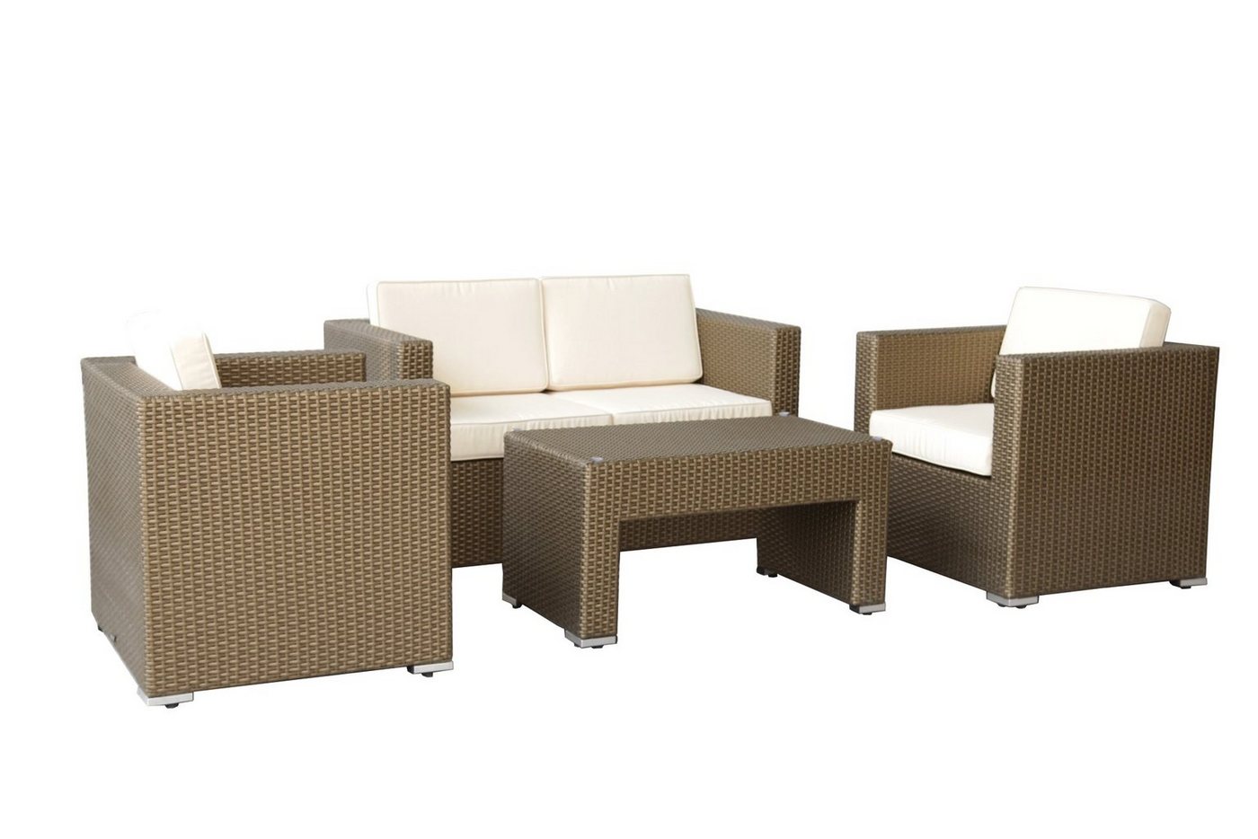 Konway Garten-Essgruppe, FLORIDA Mini-Set Couch Set Lounge System in Mokka Polyrattan Outdoor von Konway