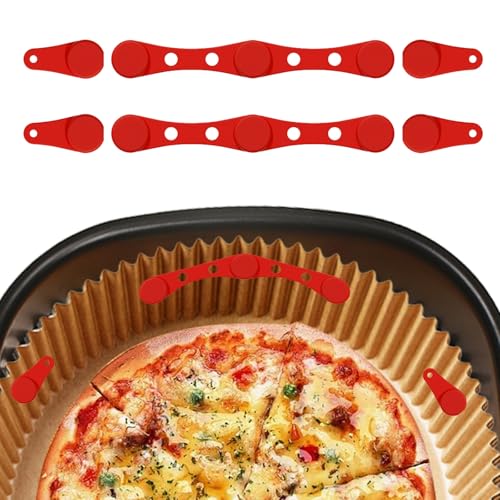 Magnete für Airfryer Backpapier, Airfryer Magnete für Backpapier Silikon, 6/12 Stück Magnetes für Heißluftfritteuse zum Kochen und Backen (rot-2 set) von Konxi