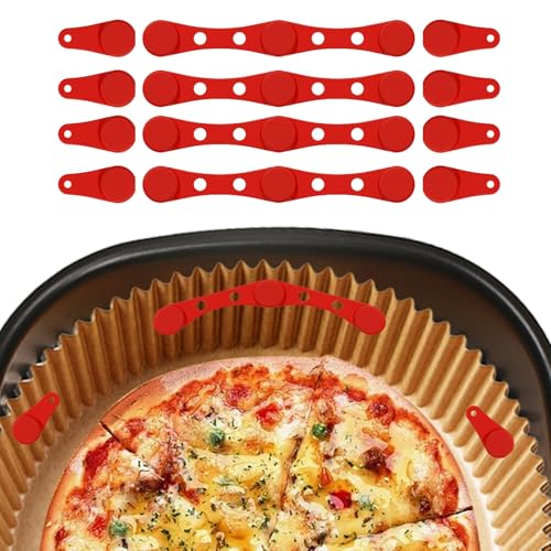 Magnete für Airfryer Backpapier, Airfryer Magnete für Backpapier Silikon, 6/12 Stück Magnetes für Heißluftfritteuse zum Kochen und Backen (rot-4 set) von Konxi