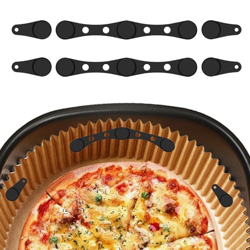 Magnete für Airfryer Backpapier, Airfryer Magnete für Backpapier Silikon, 6/12 Stück Magnetes für Heißluftfritteuse zum Kochen und Backen (schwarz-2 set) von Konxi
