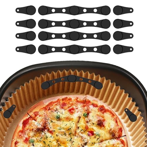 Magnete für Airfryer Backpapier, Airfryer Magnete für Backpapier Silikon, 6/12 Stück Magnetes für Heißluftfritteuse zum Kochen und Backen (schwarz-4 set) von Konxi