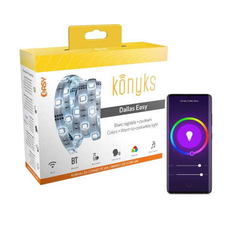 Konyks Dallas Easy Smart Led Strip - Wi-Fi + Bluetooth, Kleuren + Wit instelbaar, 3m lang, compatibel met Alexa en Google Home, eenvoudige sferen en automatiseringen Konyks Dallas Easy Smart Led Strip - Wi-Fi + Bluetooth, Kleuren + Wit instelbaar, 3m lang, compatibel met Alexa en Google Home, eenvoudige sferen en automatiseringen von Konyks