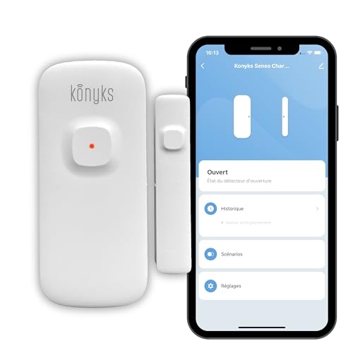Konyks Senso Charge 2 Wi-FI Öffnungsmelder - Wiederaufladbare Batterie, Laufzeit bis zu 1 Jahr, Smartphone-Benachrichtigungen, Einfache Automatisierungen, Alexa & Google Home kompatibel von Konyks
