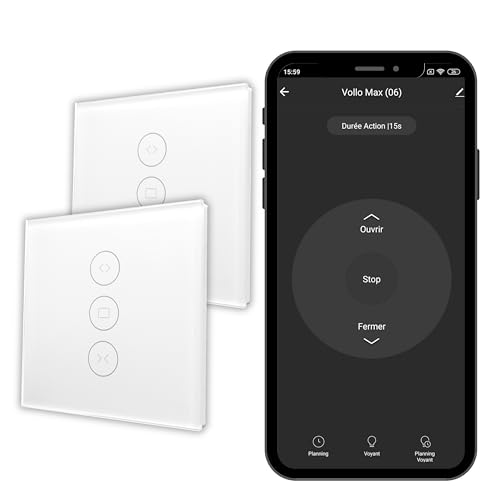 Konyks Vollo Max 3 2 Stück Rollladenschalter Smart Switch Einfache Installation Sprachsteuerung mit Alexa, Google Home und Siri und Fernsteuerung, Zeitplanung von Konyks