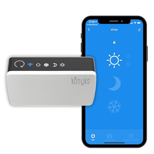 Konyks|eCosy|WLAN-fähiges Steuergerät für elektrische Heizungen, kompatibel mit Alexa, Google Home, 6 Fil-Pilote-Befehlen, Beleuchtung je nach Modus, einfaches Einstellen von Automationen, Weiß,Klein von Konyks