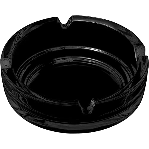 Konzept 11 - Aschenbecher für draussen Schwarz 11cm | 3 Stück Glasaschenbecher | Aschenbecher aus Glas Höhe 3,5 cm spülmaschinenfest Gastrobedarf von Konzept 11