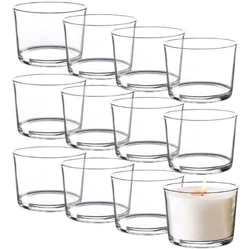 Konzept 11 - Gläser Set Teelichthalter 12 STK. | Kerzengläser 150ml Klar 82x58mm Windlicht Glas | Gläser für Kerzen Tischdeko Spülmaschinenfest von Konzept 11