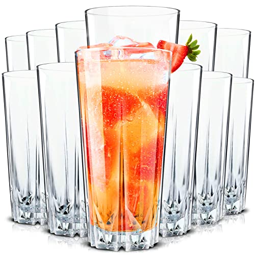 Konzept 11 -Cocktailgläser Set 12er 330ml, Trinkgläser Spülmaschinenfest, Geriffelte Gläser für Cocktails, Wasser, Saft, Mojito, Longdrinkgläser von Konzept 11