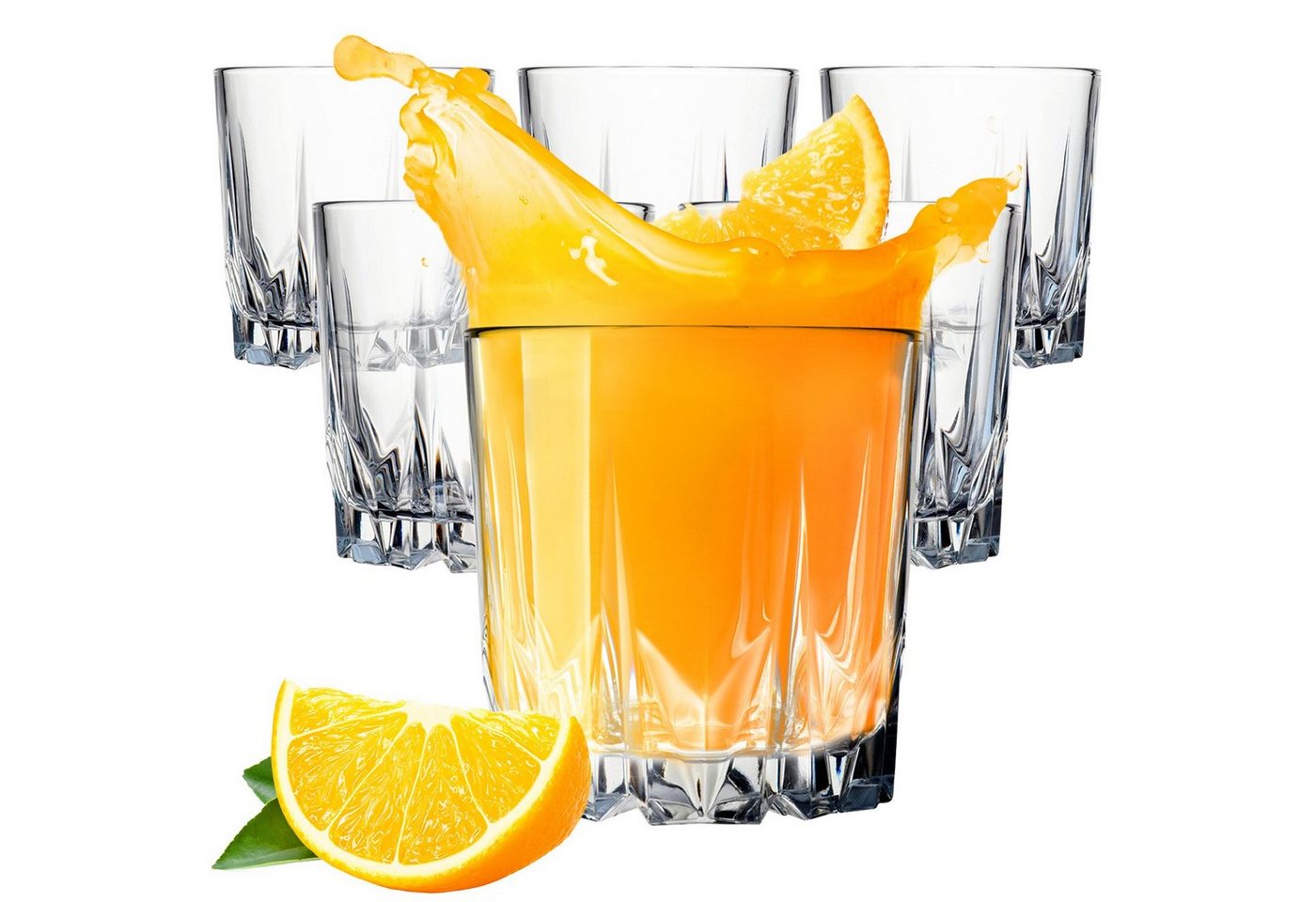 Konzept 11 Gläser-Set Geriffelte Gläser 300 ml für Saft, Wasser, Gin Tonic, kalte Getränke, 300 ml von Konzept 11