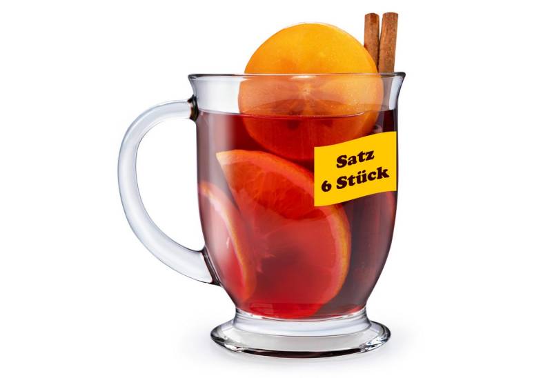 KONZEPT Teeglas Teegläser mit Henkel, Kaffeegläser, Cocktailgläser 400 ml., Set 4/6 Stk. Perfekt für Tee, Kaffee, Glühwein, Cappuccino von KONZEPT