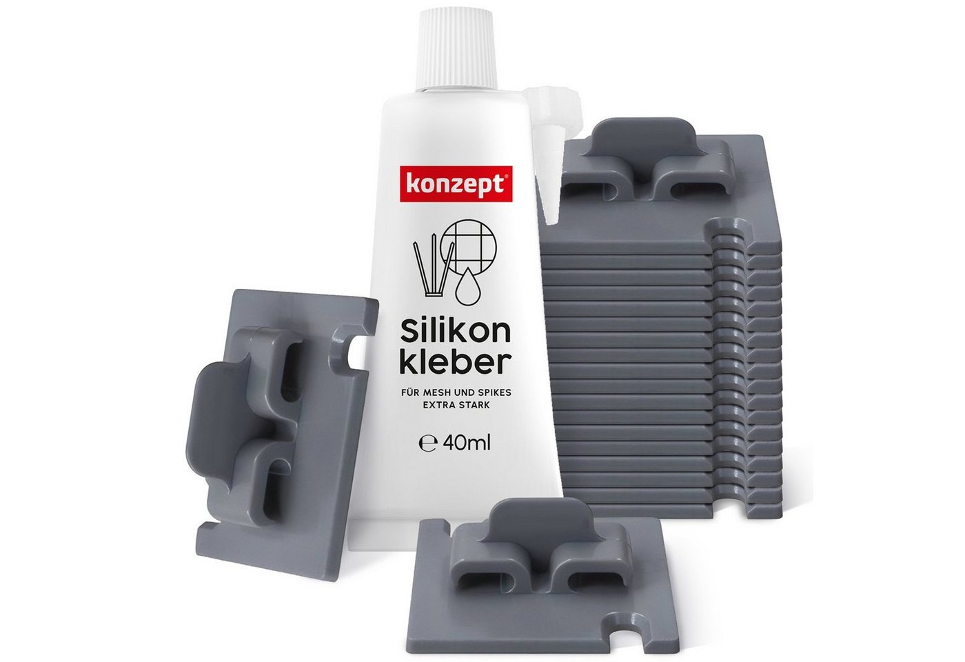 KONZEPT Klebehaken Klebehaken mit Montagekleber Befestigung für Katzennetz, Katzennetz, Volierennetz, (Set), ohne Bohren von KONZEPT