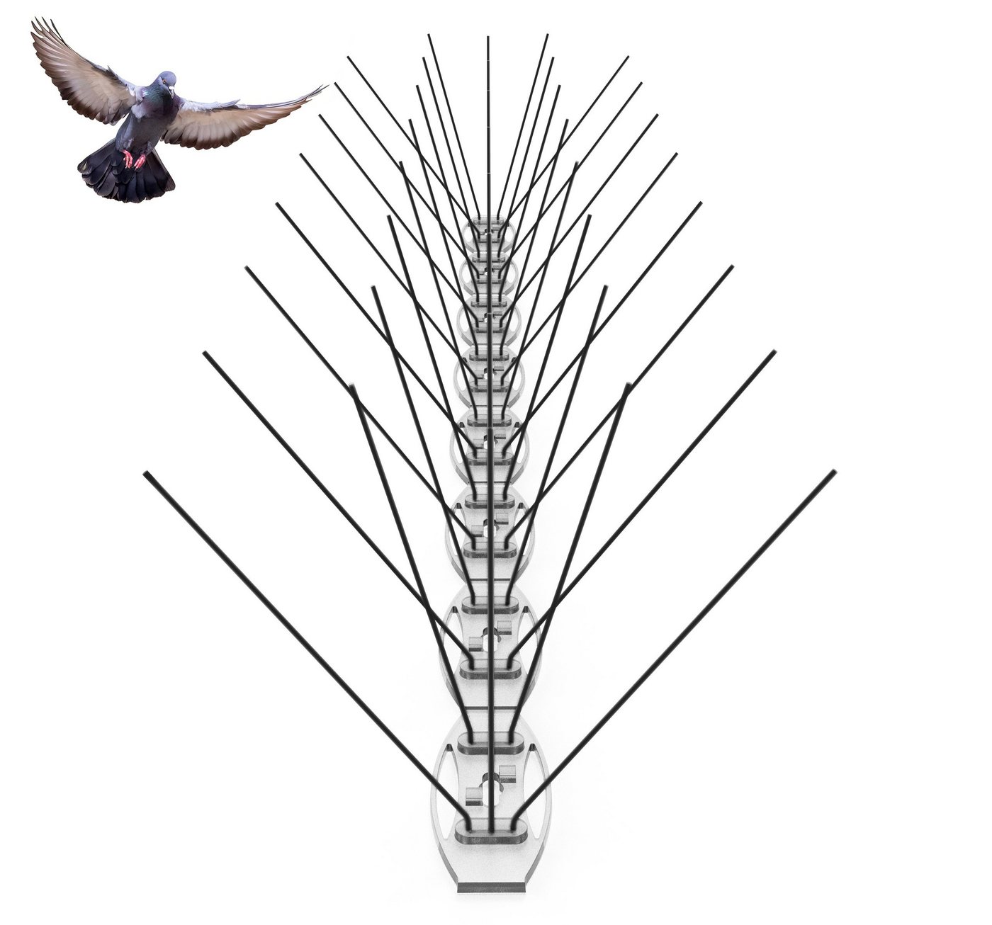 KONZEPT Taubenspikes Vogelabwehr Spikes aus Edelstahl gegen Tauben, Spatzen, Amsel, Marder, Set, für Balkon, Fensterbank, Dachbalken - Tierfreundlich, 4stk.x50cm KONZEPT Taubenspikes Vogelabwehr Spikes aus Edelstahl gegen Tauben, Spatzen, Amsel, Marder, Set, für Balkon, Fensterbank, Dachbalken - Tierfreundlich, 4stk.x50cm von KONZEPT