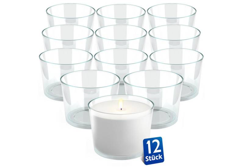KONZEPT Tischkerzenhalter Teelichtgläser 150 ml, groß und transparent 7,2 x 5,8 x 8,2 cm (Set, 12 St., (Teelichthalter, Kerzengläser), Glasteelichthalter, Kerzenwindlicht, Vorspeisengläser, Dessertgläser von KONZEPT