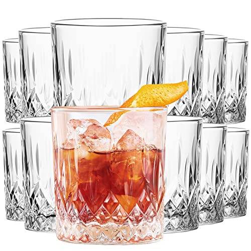 Konzept 11 - Trinkgläser Set 280 ml Transparent, 12-teiliges Wasserglas Set, Perfekt als Saftgläser, Gin Gläser, Cocktailgläser, Geriffelte universale Mehrzweckgläser von Konzept 11