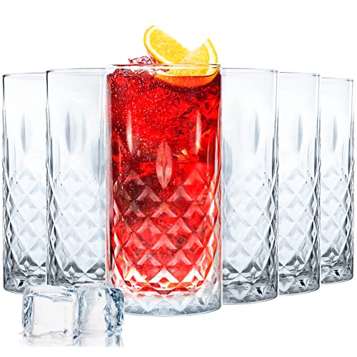 Konzept 11 - Gläser Set 6-teilig, Trinkgläser Set 300ml transparent, Wassergläser, geriffelte Gläser für Saft, Wasser, Party, Garten, Cocktailgläser von Konzept 11