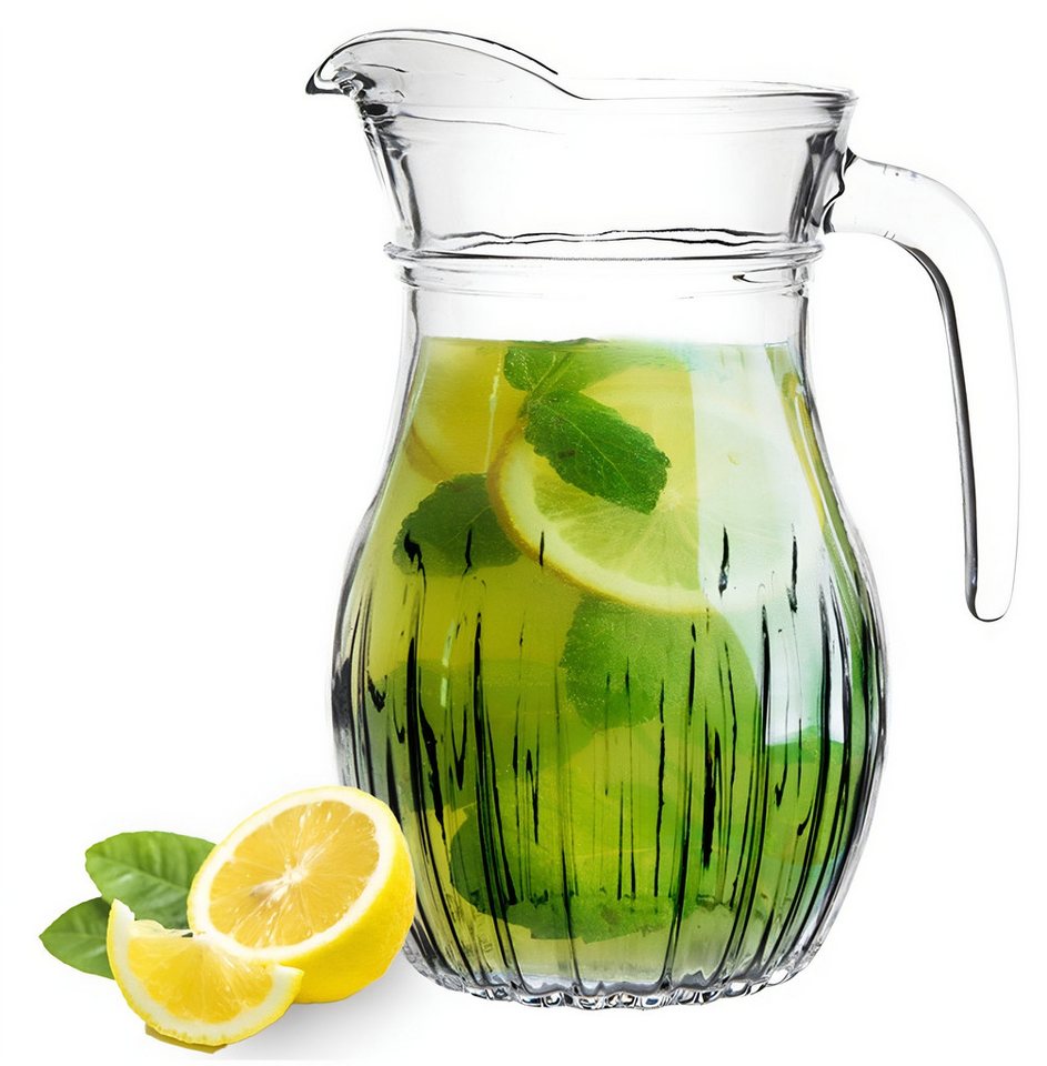 KONZEPT Wasserkrug Glaskrug 1,2 L Transparent, Ergonomischer Griff, (1-tlg., Krüg ideal für Wasser, Saft, Eistee, Limonade, Milch, Glaskanne), Spülmaschinenfest von KONZEPT