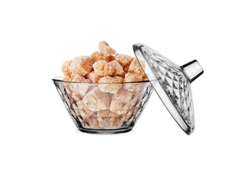 KONZEPT Zuckerdose Zuckerdose aus Glas 330ml Transparent, Zuckerbehälter Bonbonglas, mit Deckel Retro Stil Robustes Glas von KONZEPT