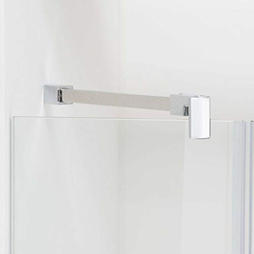 Stabilisationsstange für Dusche 45°, Stabilisator Duschwand diagonal, Stabilisierungsstange Glas-Wand (300mm, Chrom Eckig) von Konzept Design Glasbeschläge GmbH