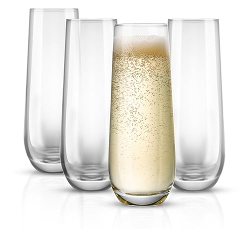 KooK Champagnerflöten ohne Stiel, Cocktailbecher für Rose, 266 ml (klassisches 4er-Set), Prosecco, Mimose, ideal für Hochzeiten und Partys, spülmaschinenfest von KooK