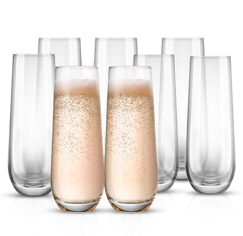 KooK Glas Champagnerflöten ohne Stiel, Cocktailbecher für Rose, Prosecco, Mimose, ideal für Hochzeiten und Partys, spülmaschinenfest, 298 ml, 8 Stück von KooK