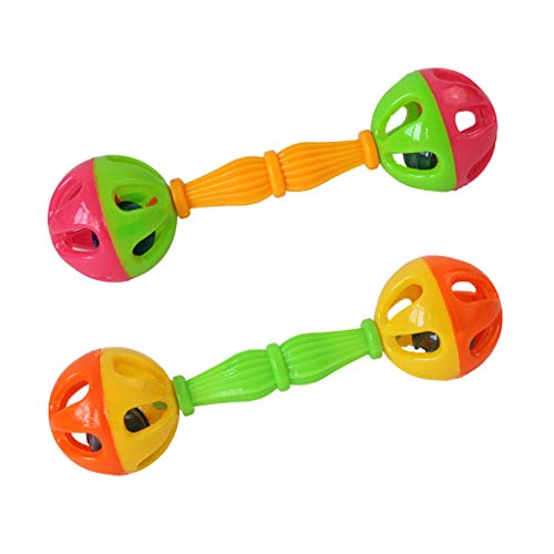 Koobysix Bird Supplies Vogelspielzeug für Papageien, Rassel und Vögel, Kunststoff, mit Doppelkopf-Glocke, Geschenk für Ihren Vogel, 2 Stück von Koobysix