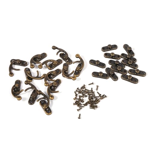 KooingTech 12 Stücke Antiker Vintage Verschluss, Schnell Haken Verschluss Dekorative Haspe, Kistenverschluss Riegel Mit Schrauben von KooingTech
