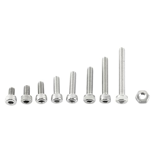 KooingTech 300 Stück M2.5 A2 Edelstahl Hex Socket Schrauben Schraube, Mit Hex Nuts Sortiment Befestigungsmittel (Kappenkopf) von KooingTech