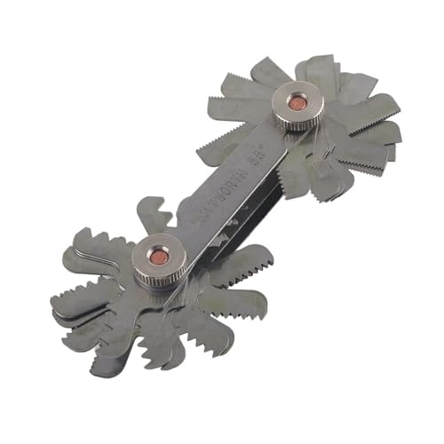 KooingTech Edelstahl-Gewindelehren Metriken und Imperial, Gewindesteigungslehre Hread Plug Gauge 60 und 55 Grad, Messwerkzeug (52 Stück) von KooingTech