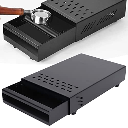 KooingTech Kaffeeklopfbox, Schublade, Kaffeeklopfbox, Edelstahl, verdickte Kaffeerückstände-Pulverbox für Haushalt, Geschäft, Schwarz von KooingTech