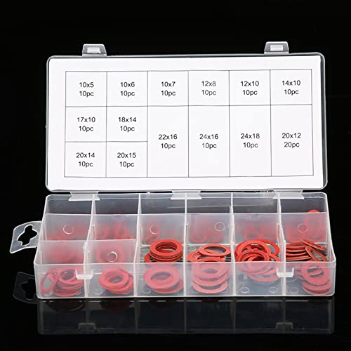 KooingTech O Flachdichtung, 150PCS 14 Größen Rotes Stahlpapier Dichtungsringe Set, Flachdichtungen Set mit Box KooingTech O Flachdichtung, 150PCS 14 Größen Rotes Stahlpapier Dichtungsringe Set, Flachdichtungen Set mit Box von KooingTech