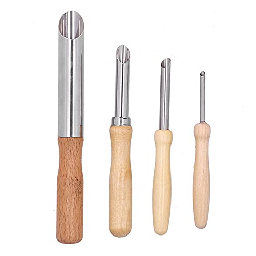 KooingTech Ton Lochschneider, Töpfer-Lochwerkzeug, 4 Stück Keramik-Tonschneider mit Holzgriff für Töpfer-Ton-Skulptur(4 Runde) von KooingTech
