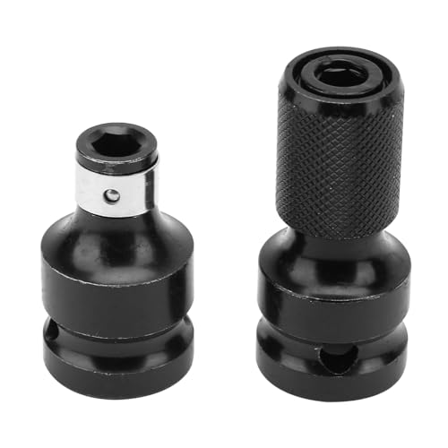 Schlagschrauber Bit Adapter, 2 Stück Bithalter Stecknuss Adapter, 1/2 Vierkantantantrieb auf 1/4 Sechskantschaft Bit Adapter für Schlagratschenschlüssel Schraubendreher Bit Halter von KooingTech