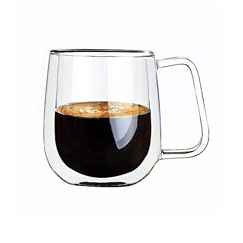 Kookia Doppelwandige Glas-Kaffeetasse mit Henkel, 237 ml von Kookia