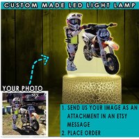 Dirt Bike Mx Fahrer Geschenke Motocross Personalisiertes Gedrucktes Nachtlicht, 3D Lampe, Biker Geschenke, Einzigartige Für Motorradliebhaber von KoolKoolCustomDesign