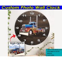 Einzigartiges Geschenk Für Trucker Big Truck Personalisierte Holz Wanduhr, Rig, Dad Geburtstagsgeschenke, 18 Wheeler Geschenk, Semi Decor von KoolKoolCustomDesign