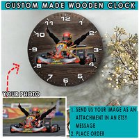 Kart Geschenke Go Racing Personalisierte Holz Wanduhr, Einzigartige Für Kart-Liebhaber, Beste Geschenke, Lustige Go-Kart Geburtstagsgeschenke von KoolKoolCustomDesign