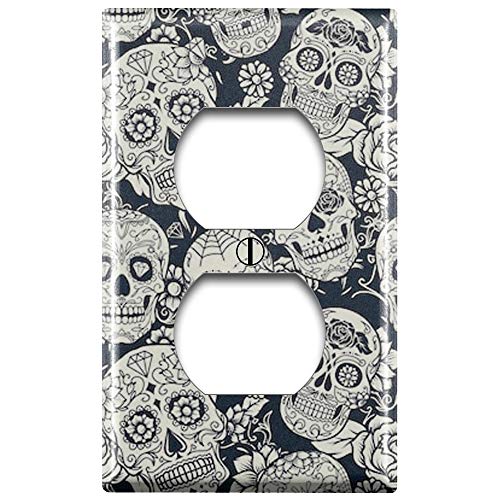 KoolSwitch Duplex Outlet Dekorative Wandtellerabdeckung (Day Dead Sugar Skull Floral Pattern) von KoolSwitch