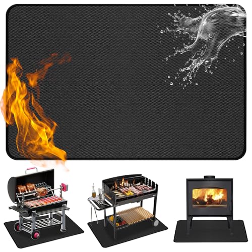 Grillmatte Bodenschutz 180 x 100 cm, Groß Faltbare Grillmatte für Gasgrill Bodenschutz, Silikon-Glasfaser Feuerfeste Unterlage Outdoor, Feuerschutzmatte für BBQ Grills, Kamin, Boden, Rasen und Camping von KoolYouth
