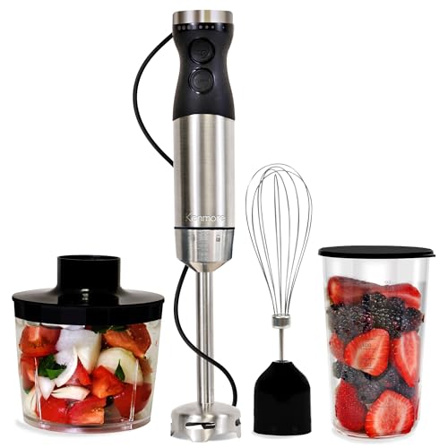 Kenmore Stabmixer 4-in-1 Stabmixer Handstabmixer Elektrischer Edelstahl Quad Blade Food Chopper Schneebesen 700mL (Schwarz) von Koolatron