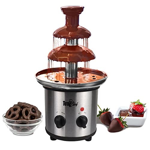 Total Chef elektrische Schokofondue Set (250g) Schokoladenschmelztiegel mit 32-teiligem Zubehörset (Silber) von Koolatron
