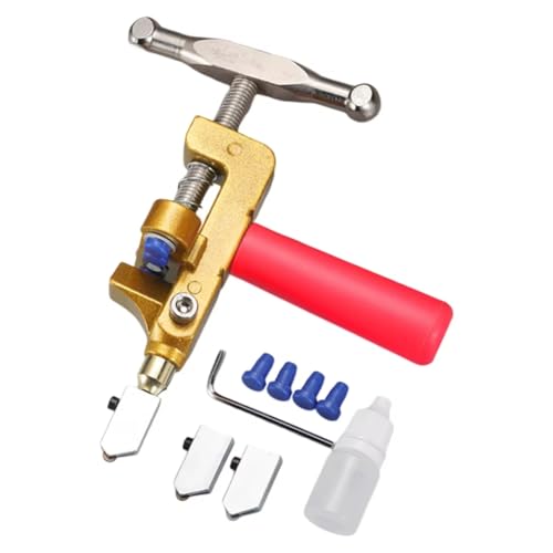 Koolenry 1 Satz Fliesenschneider 2 in 1 Glasfliesenschneider Manuell Glasierte Fliesen Spiegelschneidemaschine Öffner Heimwerker Rot von Koolenry