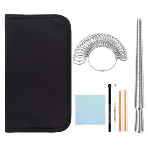 Koolenry 10 Stcs Ring Sizer Messwerkzeugset Enthält Ring -Sizer -Messgerät, Ringdarnedmorder -Ring -Sizer -Einsteller, Schmuckpolierstuch von Koolenry