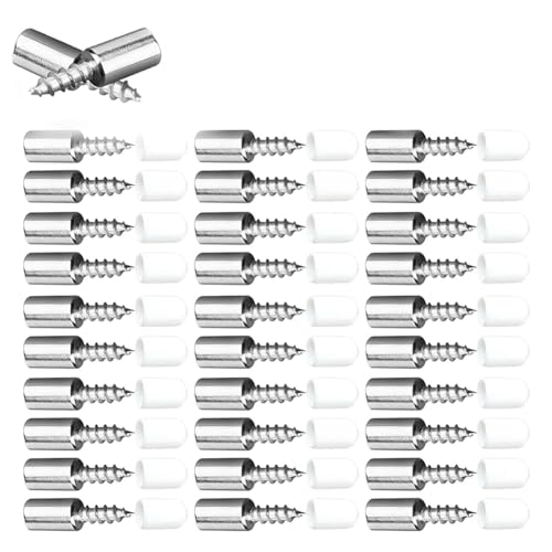 Koolenry 100 Stück Selbstschneidende Kreuzschrauben mit Fester Halterung, Kreuznägel für Glastrennwände im Kleiderschrank, mit Gummimanschette von Koolenry