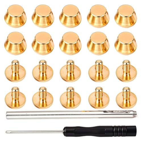 Koolenry 10pcs 1/2 "Goldene Farbfarbe Runde Messingstollen Geldbörsen Füße für Handtaschen Geldbeutel Füße mit Lochöffnern Schraubendreher von Koolenry
