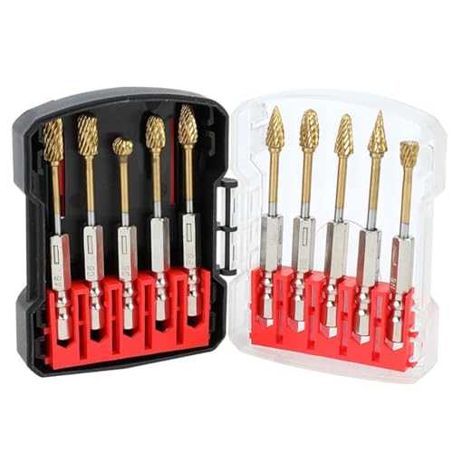 Koolenry 10pcs Titanium Gold Carbid Burr Set 1/4 "Quick-Change-Schaft für Elektrische Schleifburststab-Stempel Bit von Koolenry