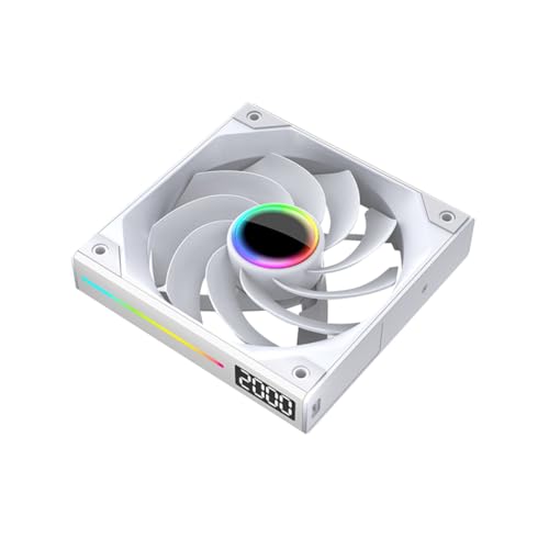 Koolenry 12 cm Digitales Display Stummschalt-Kabel-Freier Spleißhülle Lüfter 4Pin PWM CPU Motherboard Argb Light Synchronisation Regelmäßig von Koolenry