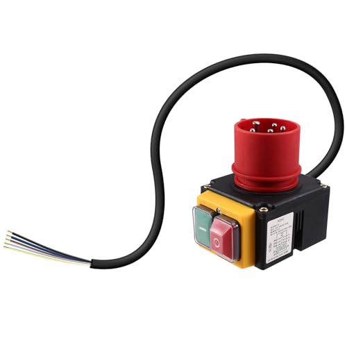 Koolenry 3-Phasen-400-V-Notstop-Schalter 3 Phase mit Kabel- und Phase-Wechselrichter-Industrie-Stecker-Schutzschalter Geräteschalter von Koolenry