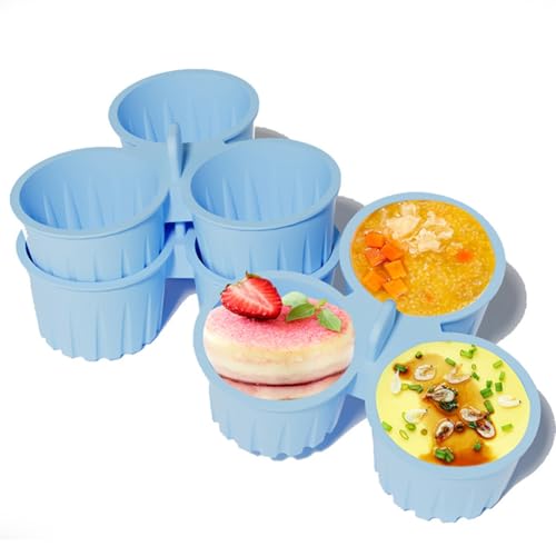 Koolenry 3-Teilige Form für Gedämpfte Eier, 3 Gitter, Backbecher für die Heißluftfritteuse, Wiederverwendbar, Antihaftbeschichtet, Cupcake-Form, DIY-Silikon-Muffinform, Mikrowelle von Koolenry