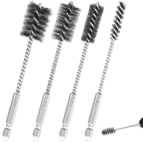 Koolenry 4-Teiliges Drahtbürstenset für Bohrmaschinen, Edelstahl-Bohrbürstenset 3/8 , 1/2 , 3/4 , 7/8 für Bohröffnungen, Rohre, Lager von Koolenry