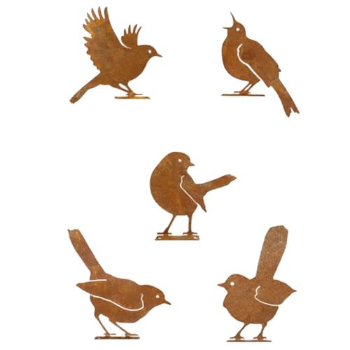 Koolenry 5 Stück Rostige Vögel, Dekoration für Den Außenbereich, Wanddekoration, Metallvögel, Hofdekoration, Metallvögel, Handwerksstatue, Ornamente Koolenry 5 Stück Rostige Vögel, Dekoration für Den Außenbereich, Wanddekoration, Metallvögel, Hofdekoration, Metallvögel, Handwerksstatue, Ornamente von Koolenry